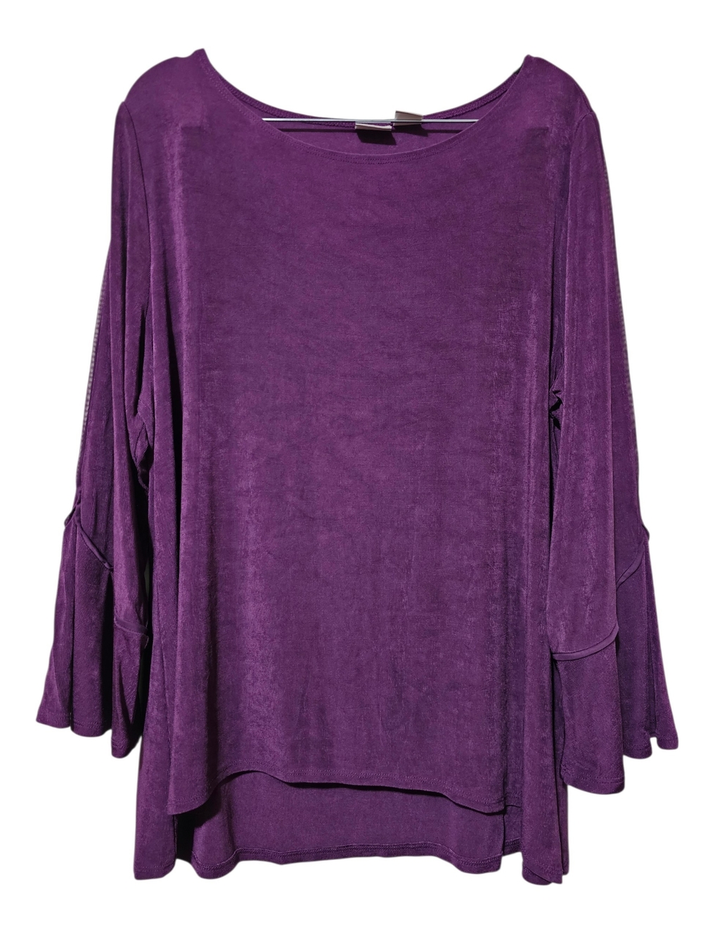 Purple/Plum Long Sleeve Bell Sleeve Women's Top
